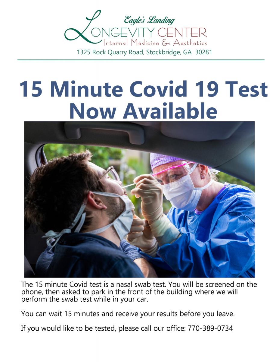 Rapid Covid 19 Testing Eagle S Landing Longevity Center Stockbridge Ga